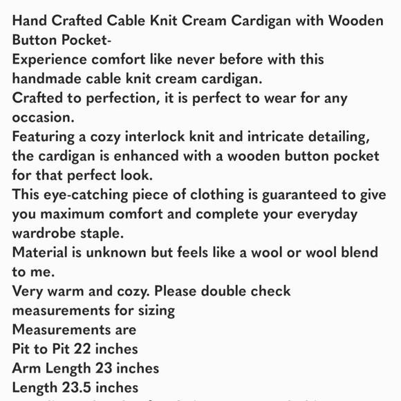 Hand knitted Aran Cardigan.....%100 wool. - Picture 11 of 11